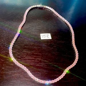 Pink crystal cup chain chocker style necklace